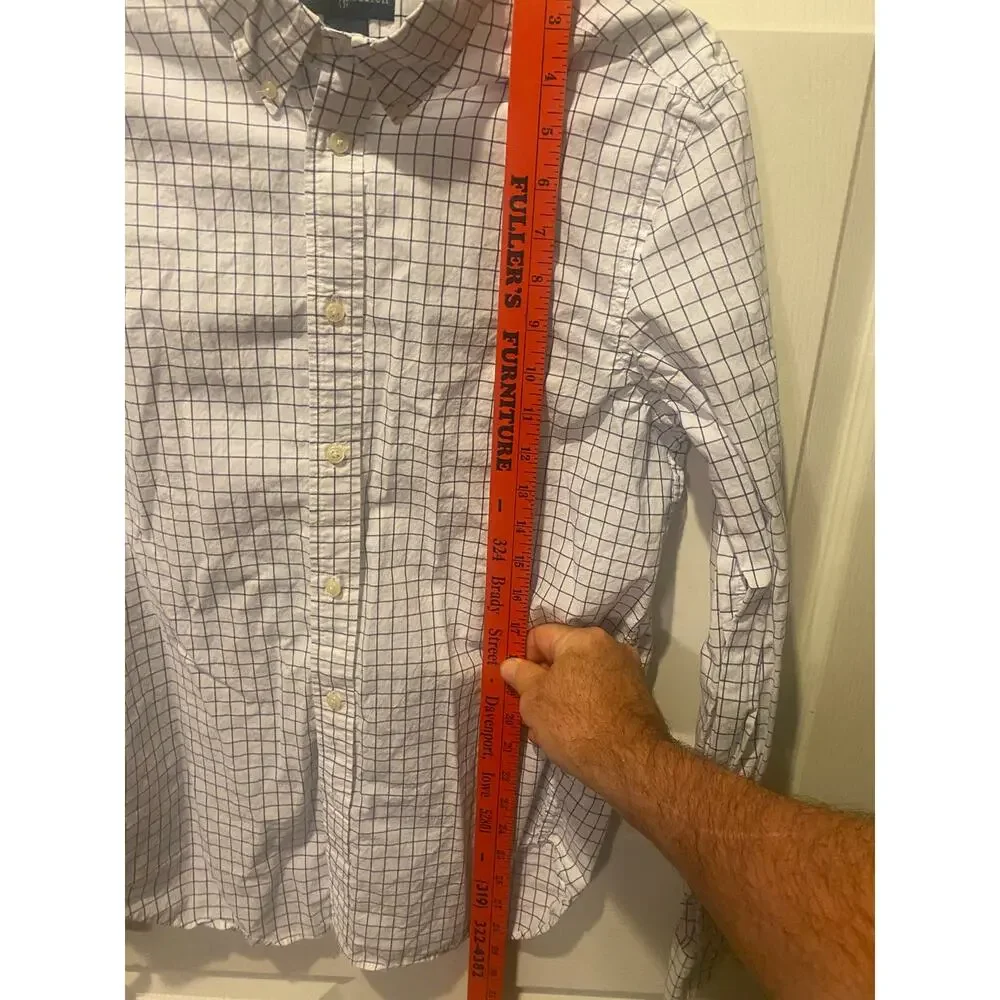 Ralph Lauren Boys XL 18-20 Button Down Shirt White Purple Tattersall Check Polo